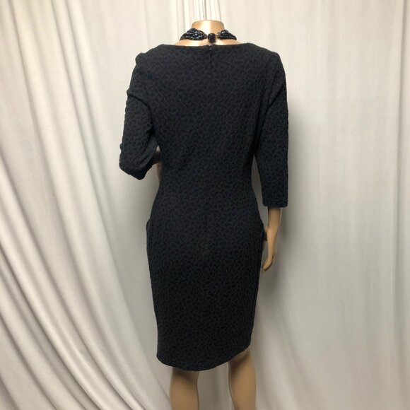 Sharagano Dress Womens Size 8 Textured Knit Gray Blue Fitted Office Cocktail - Picture 5 of 9